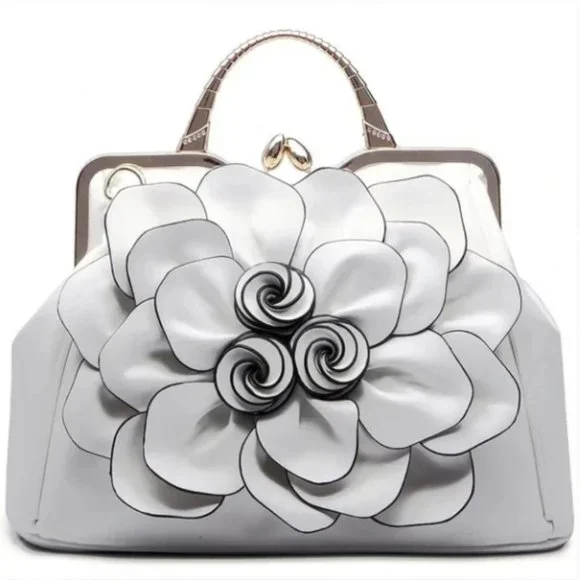 NWT WHITE Cre8tive Concepts Boutique Flower Handbag - Picture 2 of 5